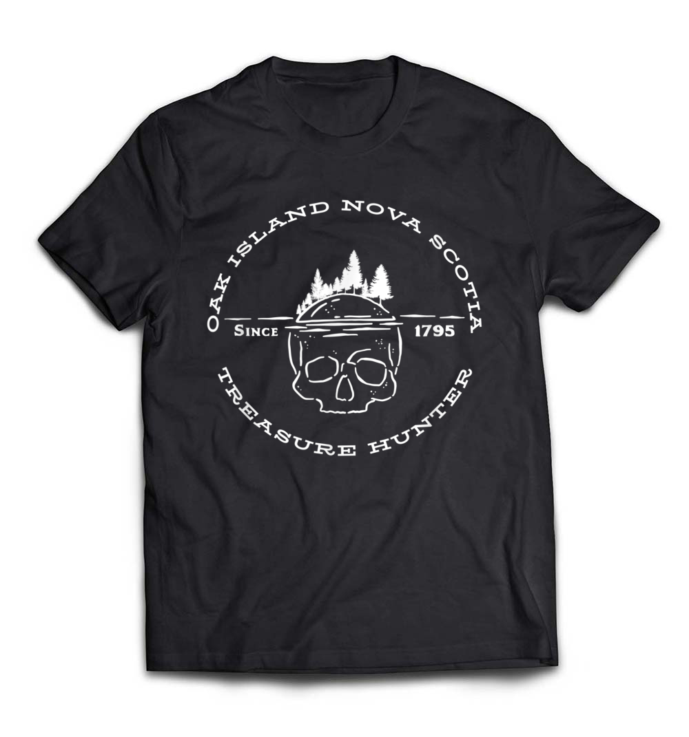 “Oak Island Skull and Treasure Hunter” T-Shirt – Perfect for Aspiring Adventurers and Treasure Seekers